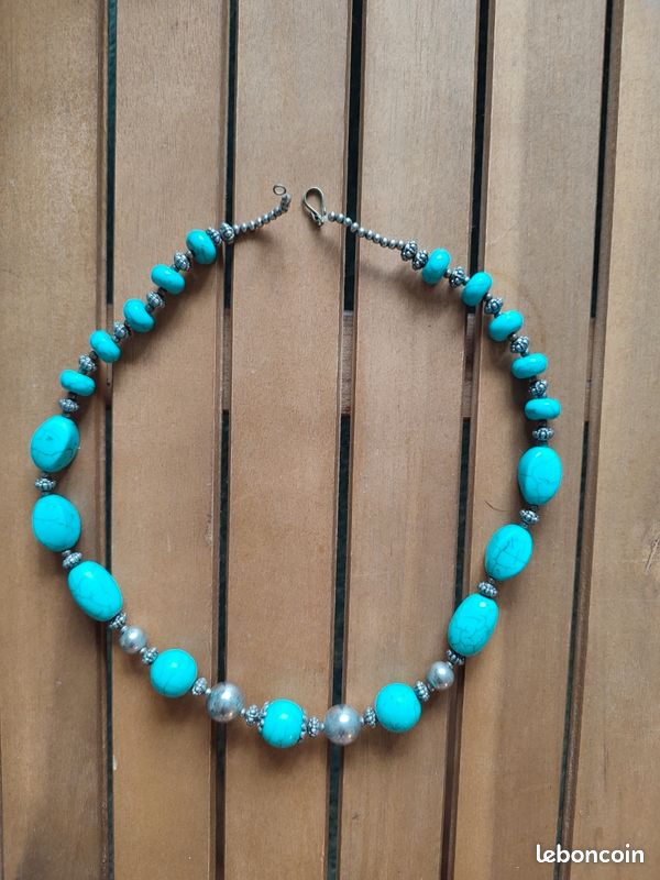 Collier argent turquoise (image 1)