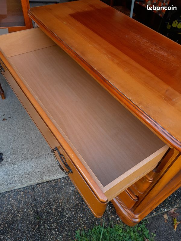 Commode hêtre massif 3 tiroirs vintage (image 3)