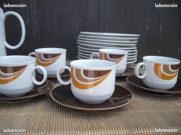 Service à café vintage années 60 70 porcelaine allemande estampillé - Arts de la table