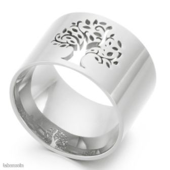 Bague / anneau arbre de vie en acier inoxydable 316l argent (image 1)