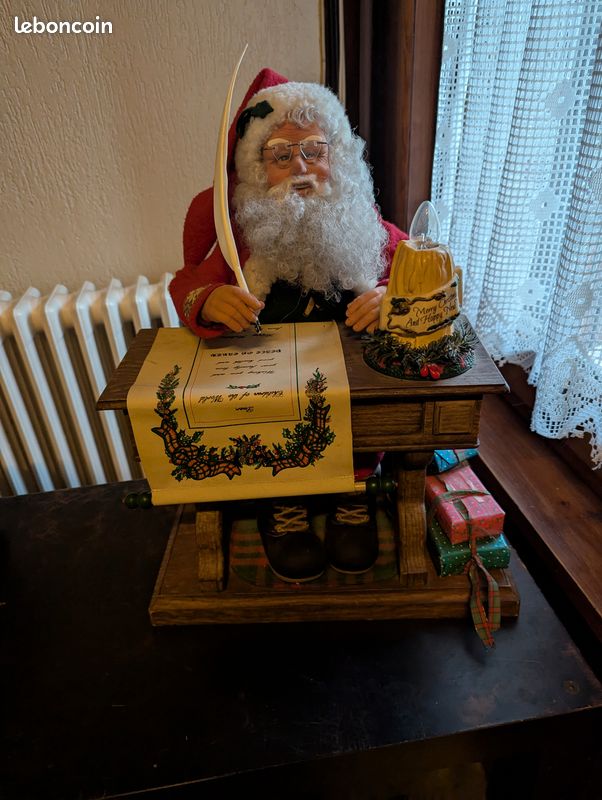 Père Noël Automate Cheminée Vintage avec Boite à