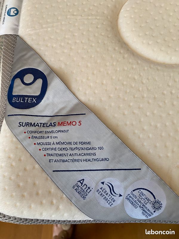 Surmatelas bultex, 140 X 200 cm, 5 cm d'épaisseur, ayant servi 3 mois (image 3)