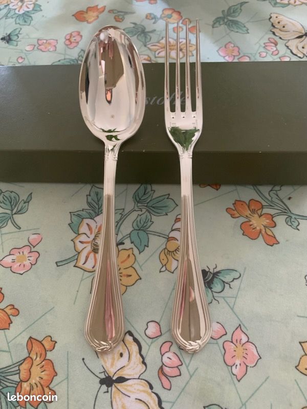 Lot de 2 couverts dessert enfant. Modèle Océane. Marque Christofle (image 1)