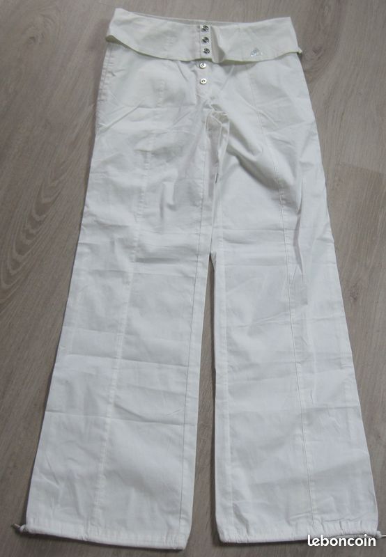 Pantalon detente femme blanc coupe large « adidas » (image 1)