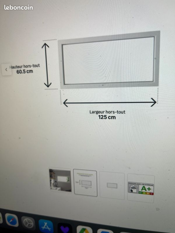 Chassis Fixe PVC H.60xl.120cm blanc. 50% du prix neuf (image 2)