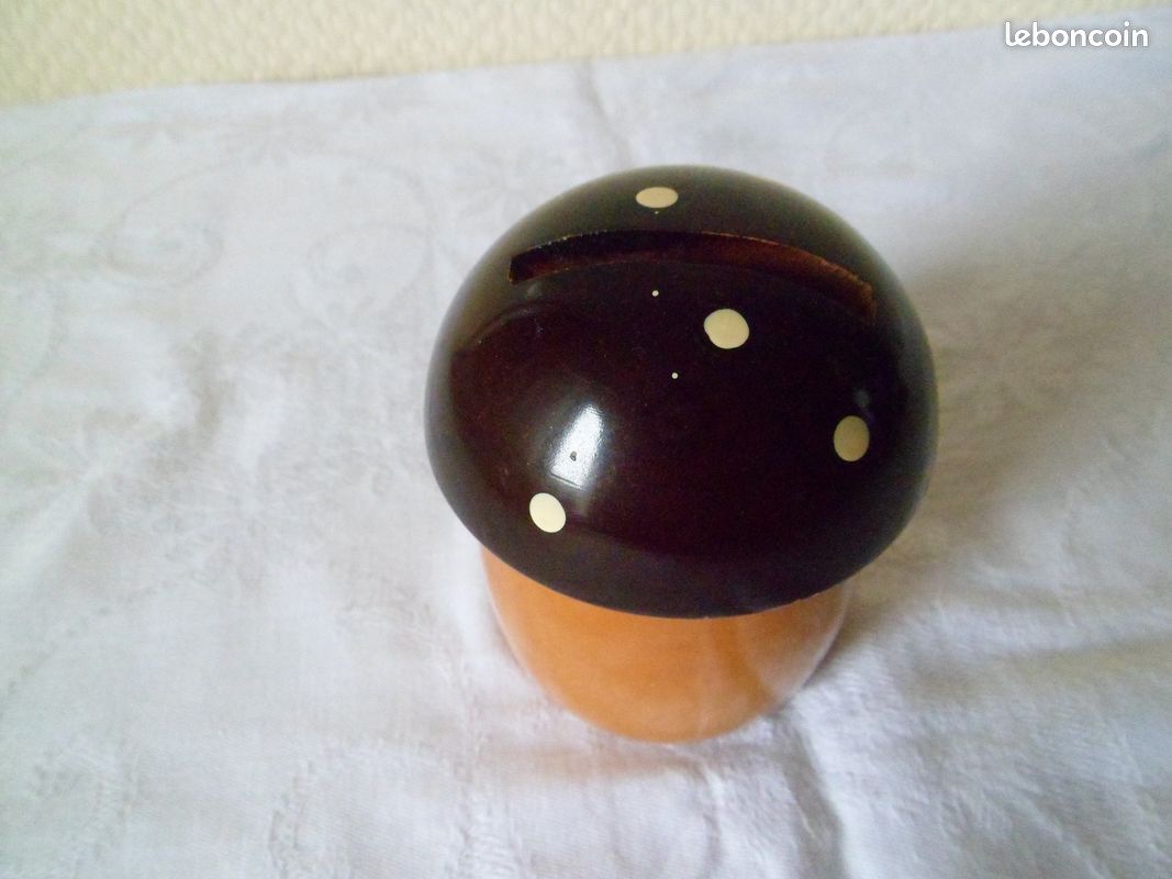Tirelire champignon bois (vintage) (image 2)