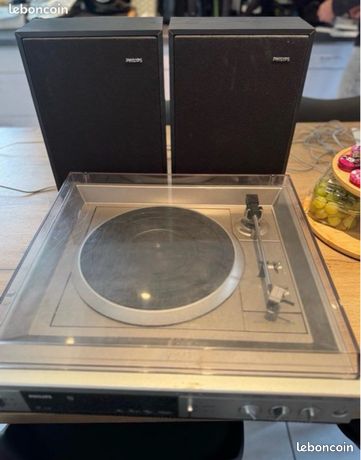 TOURNE-DISQUE VINYLE PHILIPS D5520 + 2 enceintes + Kit d'entretien.Platine.80's. EUR 115,00 - FR