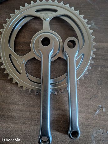 Pédalier Double Plateaux 48/40 Dents – Acier Chromé, Vélo Vintage, Clavette, Très Bon état