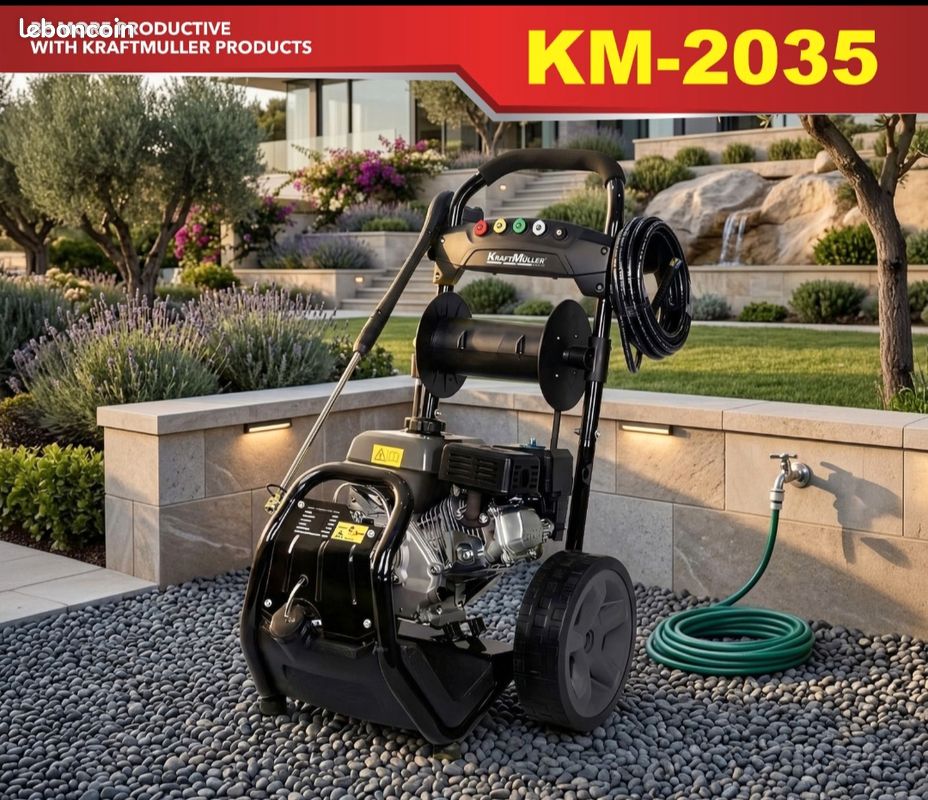 Nettoyeur haute pression thermique KraftMüller KM-2035 – 7HP / 170 bars 
196 cc essence 
Prix ferme 
Neuf, livraison gratuite (image 1)