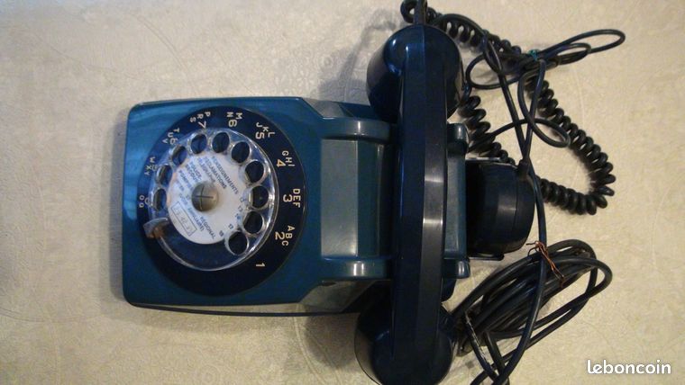 Ancien Téléphone à Cadran Bleu Socotel S63 - Année 1983 - Vintage