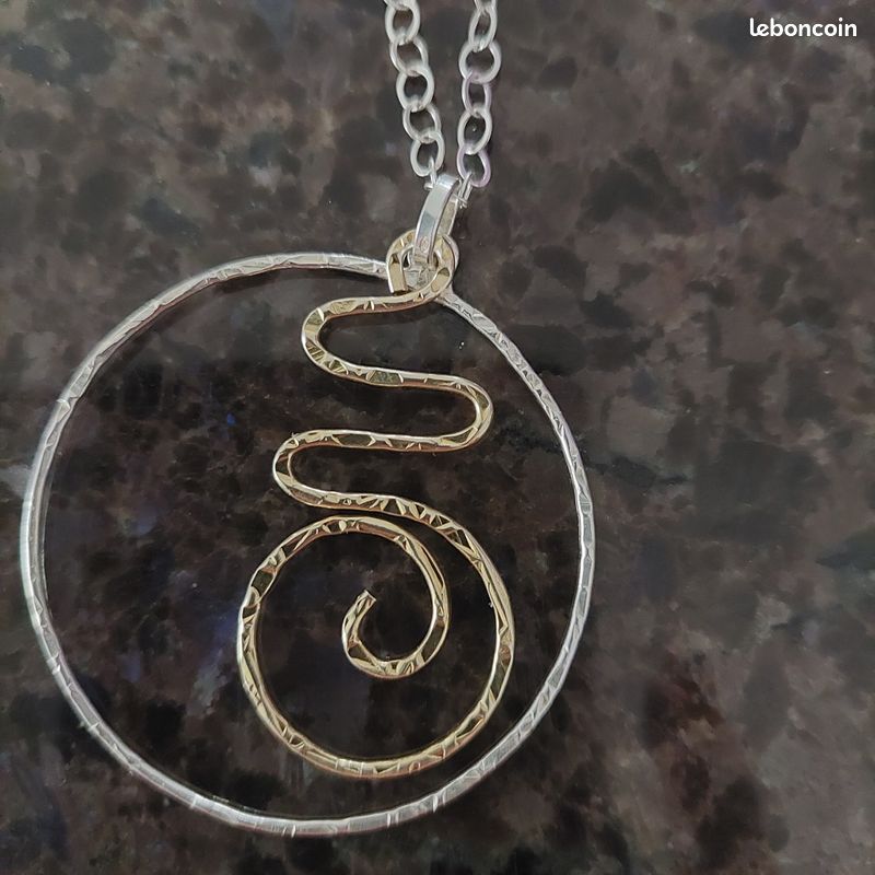 Solid 925 Sterling Silver Blue Opal Spiral of Life Pendant Necklace Boxed