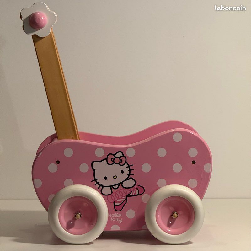 Poussette Jouet Poussette Poupée Baby Boo Kitty HTI - Landau Bleu à Motif Chat Pour Jeu De Rôle Poussette Pliable Bleue