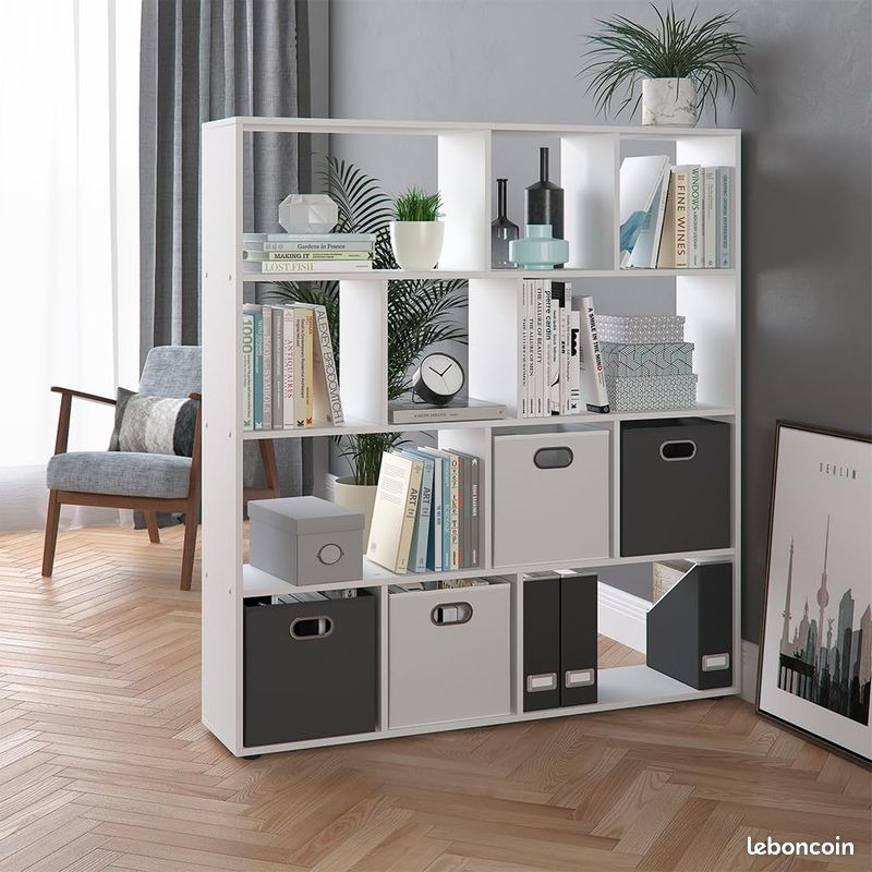 Meuble de Rangement Etagère Bibliothèque Blanche Cube Grande Taille Salon Salle à Manger Chambre Design Moderne Séparation de Pièce (image 5)