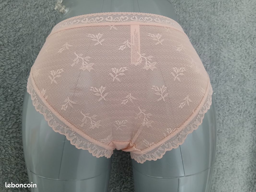 Culotte Victoria's Secret Neuve Avec étiquette - Motif Rayé Et Dentelle Rose, Taille M
