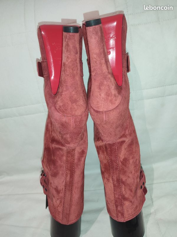 Bottines christian louboutin daim rouge - neuves - 39 (image 7)