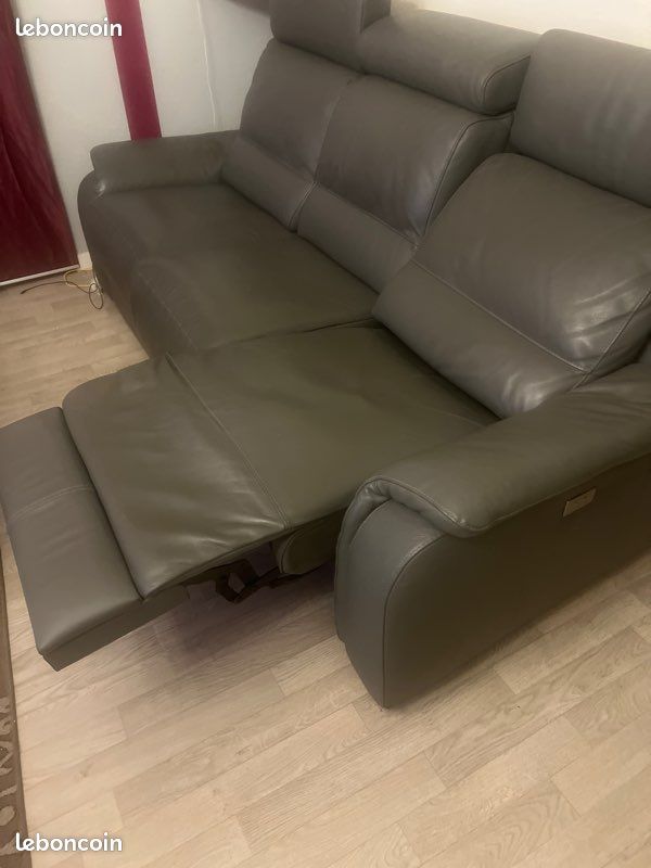 Canapé cuir gris électrique Poltron Sofa (image 1)