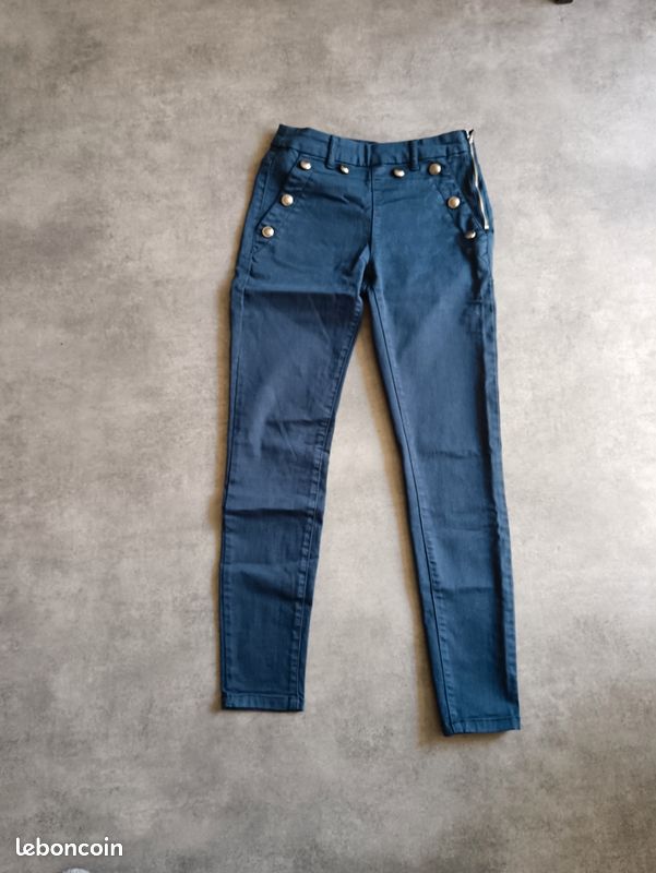Pantalon Droit Femme Bonmarché Taille 16 - Bleu - Coton élasthanne - Occasion