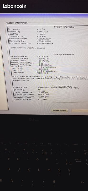 Pc portable WORKSTATION DELL Precision 7530 Intel Core i7 Ecran Tactile (image 2)