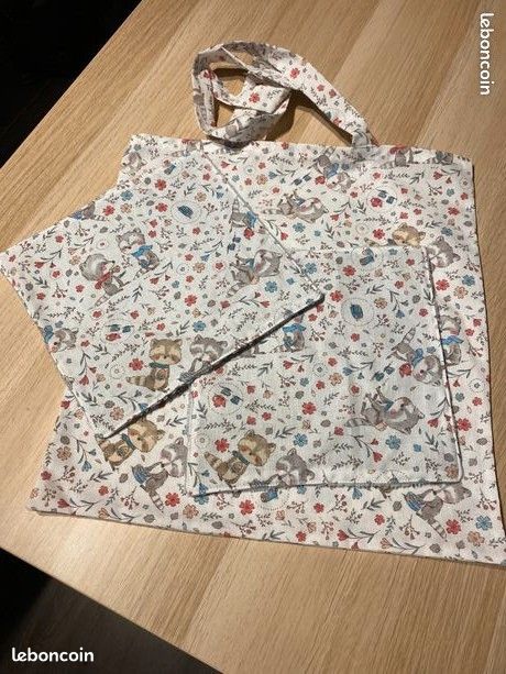 Ensemble sac bibliothèque + 2 serviettes fait main (image 13)