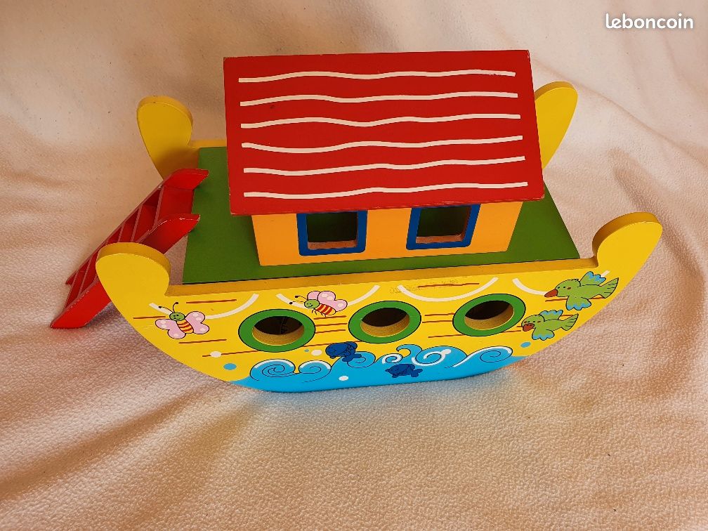 Vilac Bateau Ballon Bleu – Jeu En Bois Gonflable Pour Enfant Dès 4 Ans