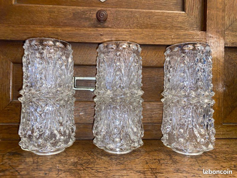 Lot de 3 tulipes en verre pour lustre vintage année 50 60 (image 2)