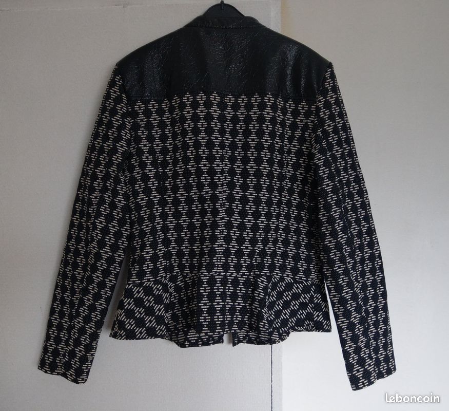 Veste blouson jacquard Morgan noir écru vinyle taille 40 M TBE (image 7)