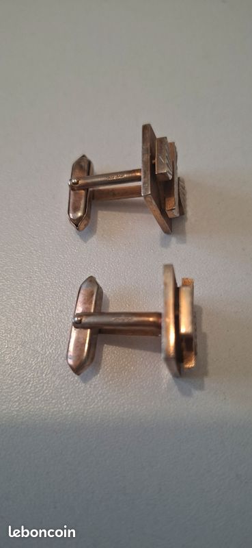 Anciens Boutons De Manchette De Mineur - Style Coron, Argenté, Poinçonné - Vintage