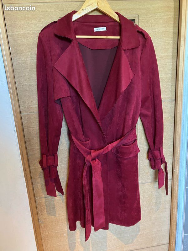 Trench Suedine Trench Femme Rouge Cache Cache Manteau Trench