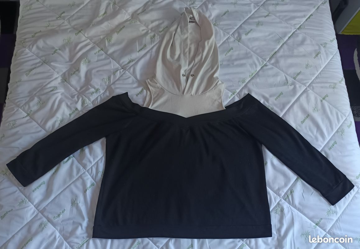 Sweat-shirt à capuche noir et blanc, 