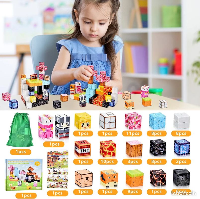 Jeu De Construction Magnétique 200 Pièces - Blocs Et Tuiles Pour Enfants Dès 3 Ans - Jouet Éducatif
