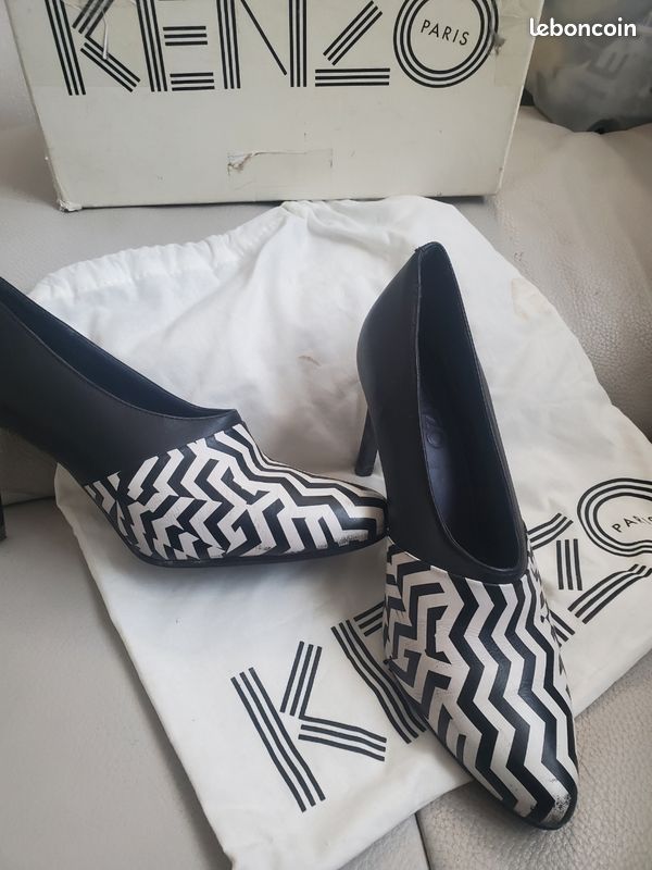 🌺 Bottines a talon zèbre géométrique noir et blanc taille 36 marque kenzo avec boite et dustbag (image 6)