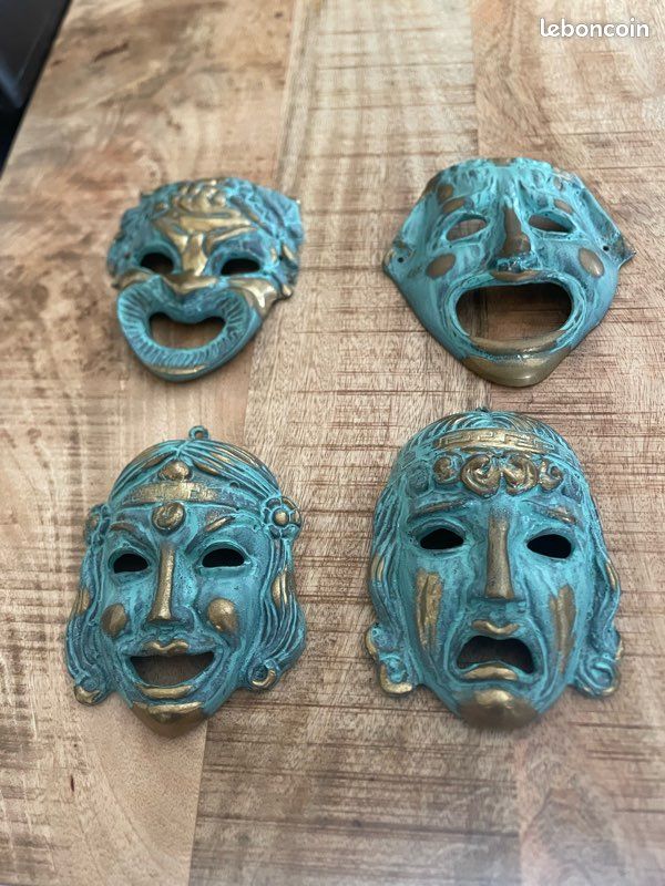 4 masques grecs bronze massif (image 3)