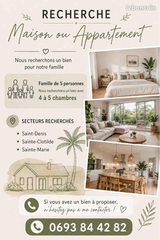 Appartement 5 pièces 80 m² · à Saint-Denis · 80 m² · 1 100 €