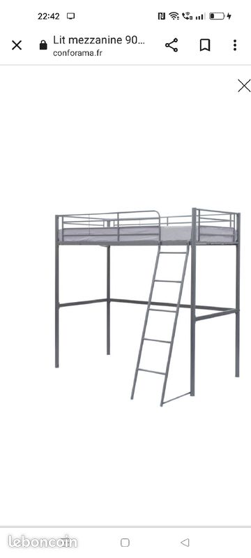 Lit mezzanine Conforama 90 x 190 (image 1)