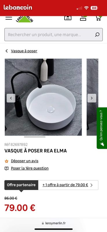 Vend vasque à poser REA ELMA (image 3)