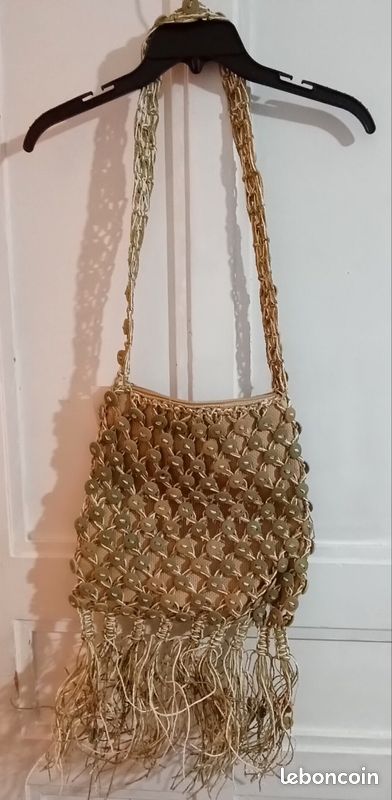 Sac à Main Tissé En Paille Jaune Acide - Style Sac à Dos, Neuf Avec étiquettes