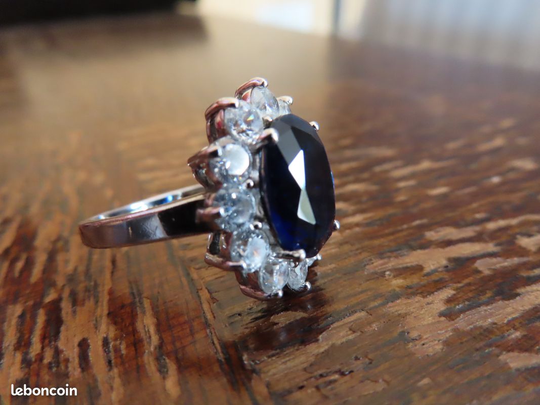 Bague Solitaire Marguerite Vintage – Argent 925 Avec Zircons, Taille 52