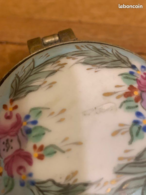 Boîte Ancienne En émail Cloisonné Décor Floral - Objet De Décoration Vintage - Occasion