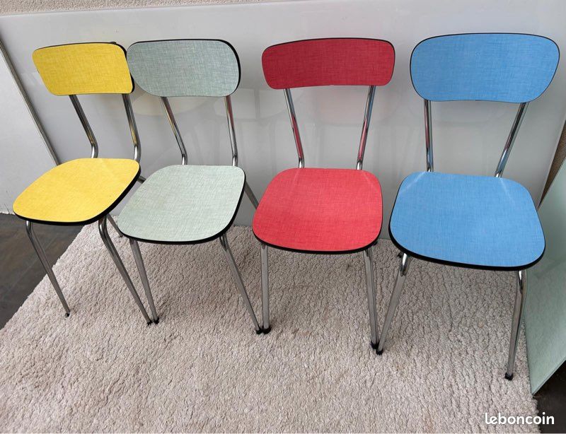 Lot 4 jolies chaises Formica couleur vintage 1970 (image 2)