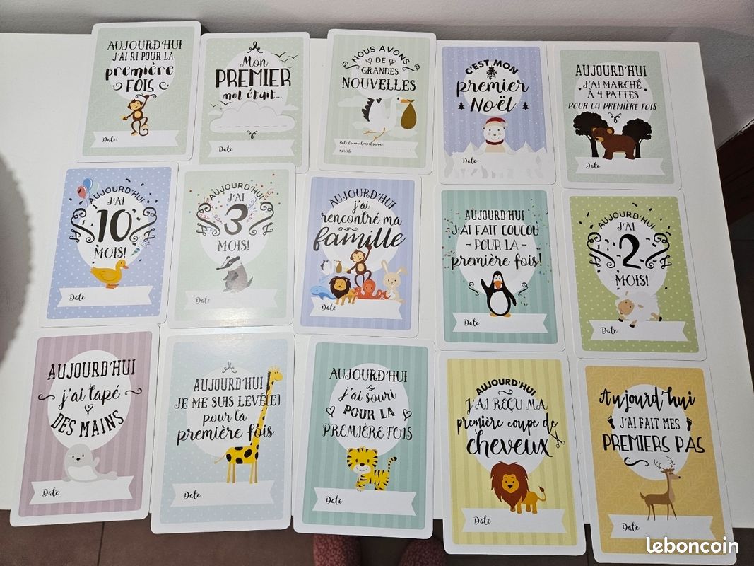 40 Cartes Étapes - Les Premières Fois De Bébé - Cartes Illustrées Création Familiale Française
