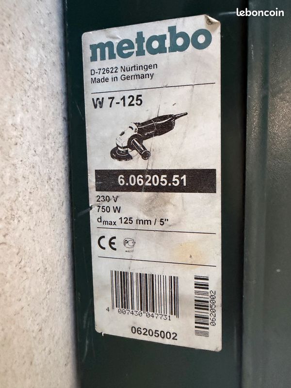 Meuleuse d'angle METABO W7-125 (image 3)