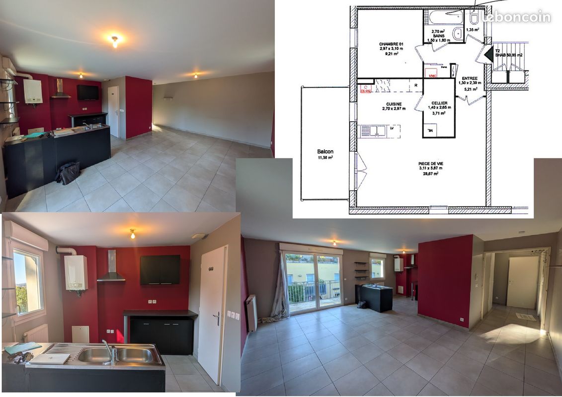Appartement 2 pièces 51 m² · à Cognin · 50,9 m² · 740 €/mois