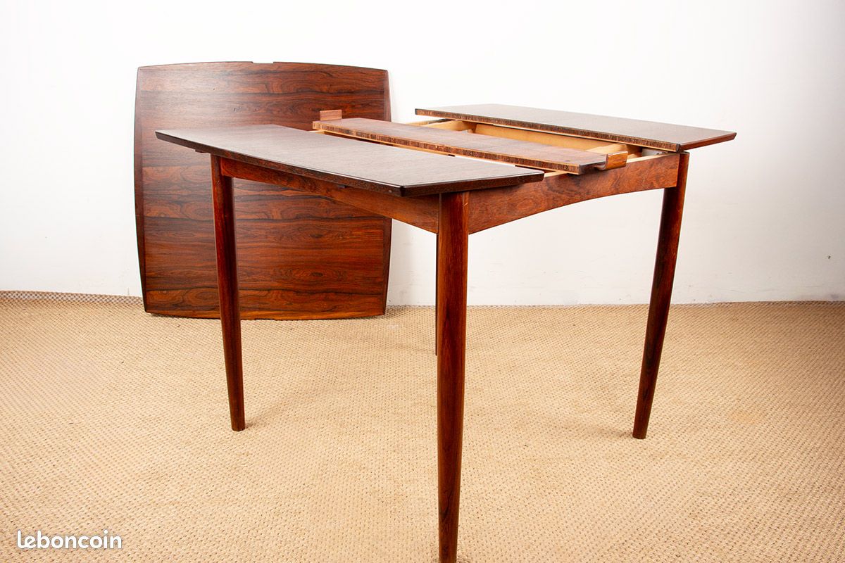 Table Danoise extensible et réversible pour jeux ou repas en palissandre et feutrine par Carlo Jensen pour Hundevad & Co 1960 (image 4)