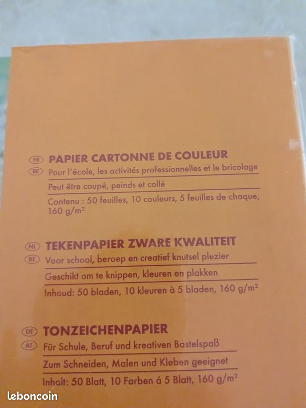 Rare pochette neuve de papier cartonné grand format : 42 X 30, 10 couleurs différentes assorties (image 3)