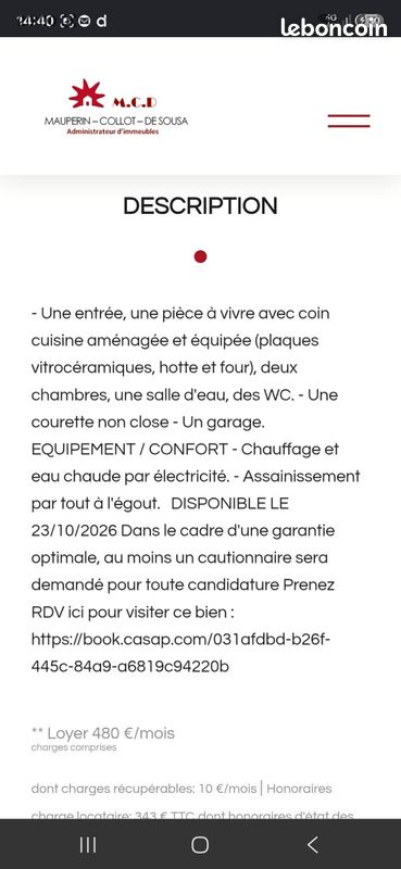 Appartement 3 pièces 40 m² · à Romorantin-Lanthenay · 40 m² · 480 €/mois