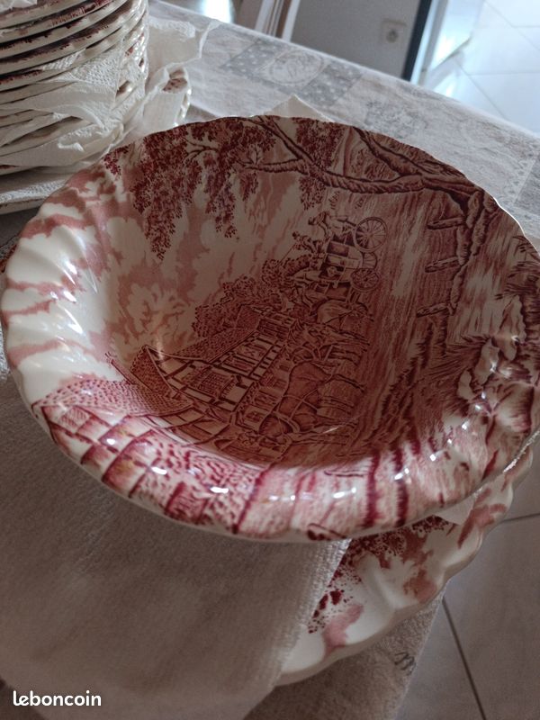Service de table complet anglais Myott Meakin neuf rose et blanc (image 11)