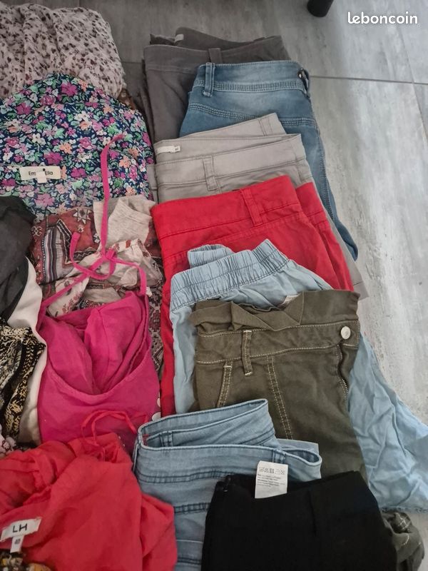 Pantalon Vintage Patrice Breal - Jambes Larges Bleu Clair - Taille 42 - Laine Et Polyester - Très Bon état