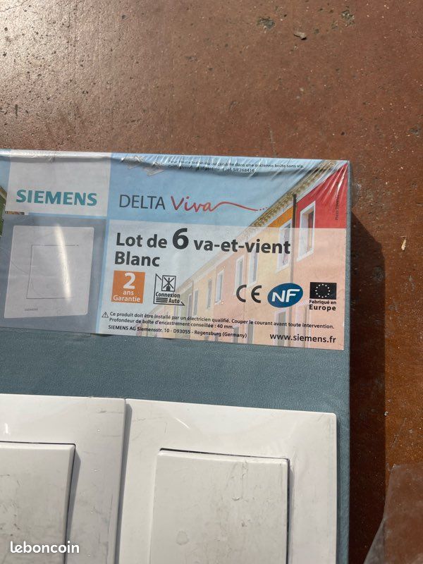 Prises de courant 2P+T + interrupteur SIEMENS neuf complet blanc (image 4)