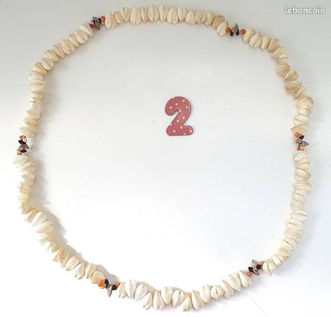 Collier Coquillages Naturels Pacifique - Style Années 70 - Occasion - N°7