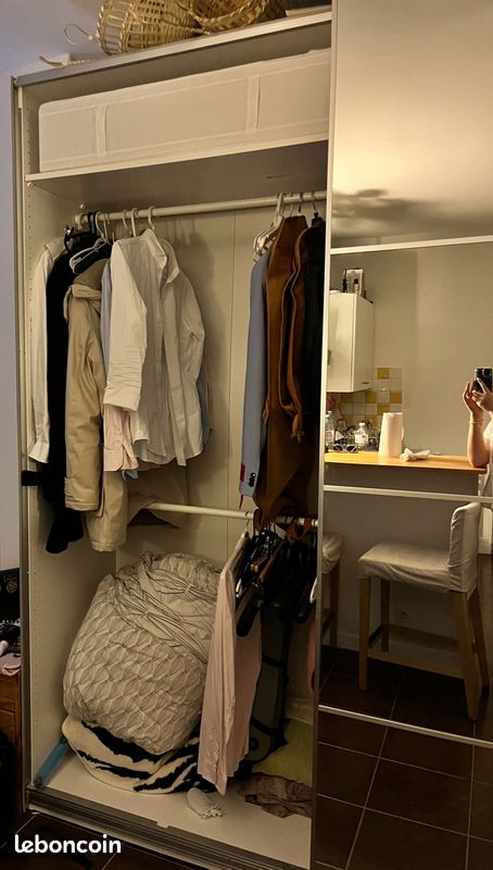 Armoire-penderie Pax bois clair & miroir (image 4)